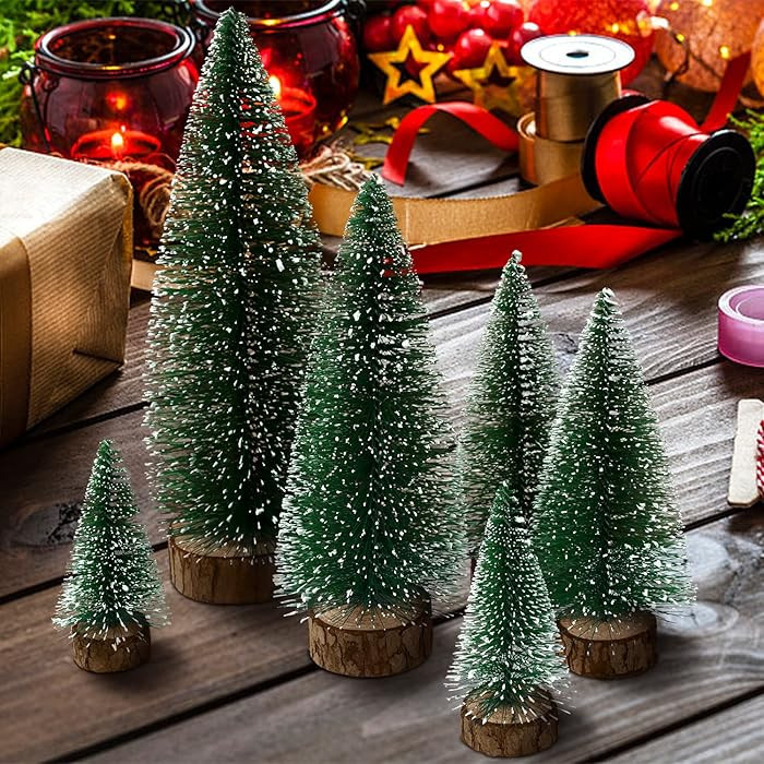 6pcs Mini Christmas Trees Decor, Artificial Bottle Brush Tabletop Trees, 4 Size Holiday Decoratio... | Amazon (US)