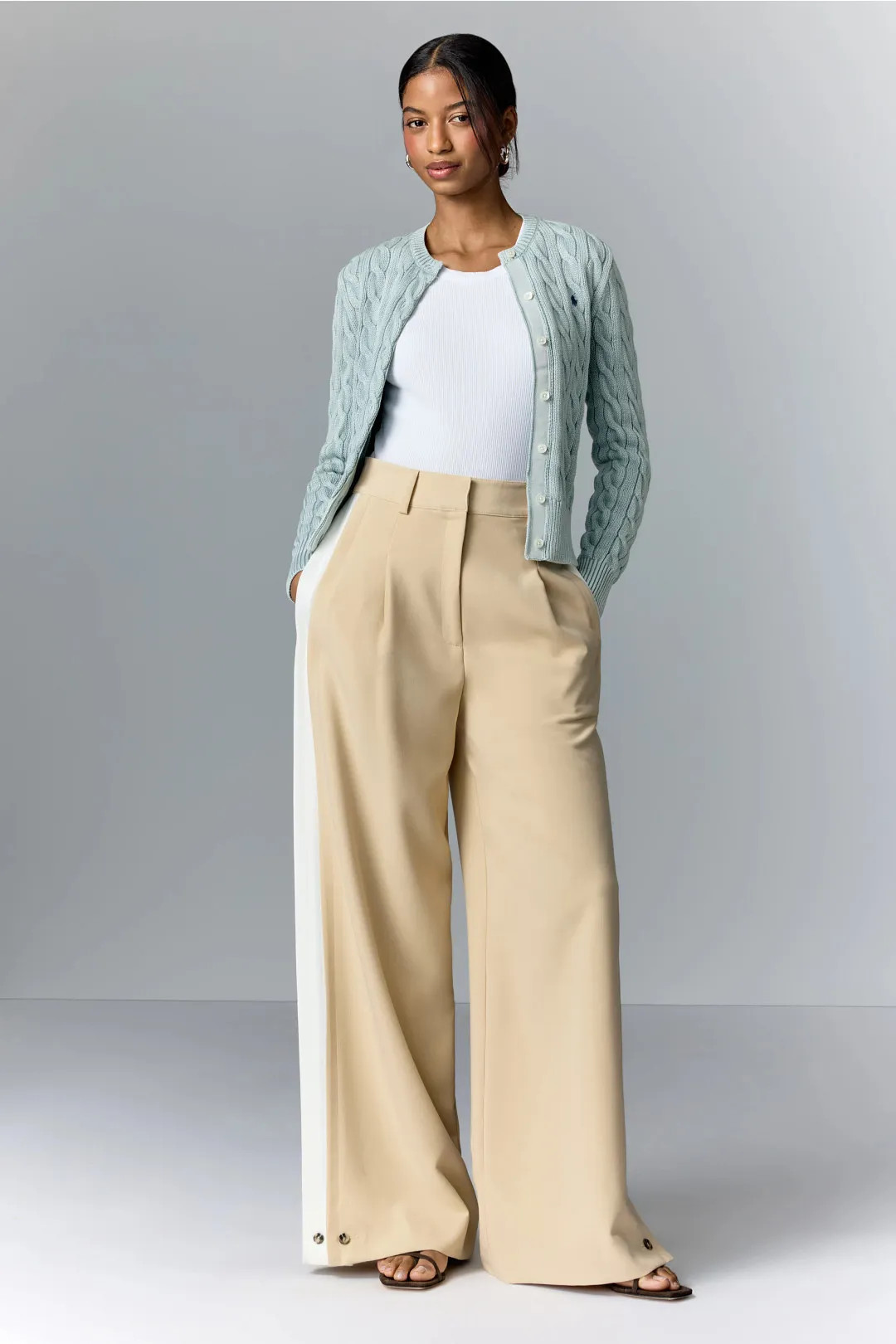 Cable-Knit Cotton Crewneck Cardigan | Rent the Runway