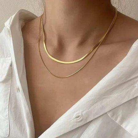 JNNP Gold Snake Chain Necklace Herringbone Necklace Gold Necklace Women s Girls Gift Jewelry | Walmart (US)