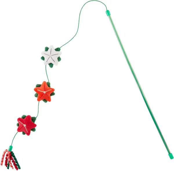 Frisco Holiday Winter Flowers Teaser Wand Cat Toy with Catnip | Chewy.com