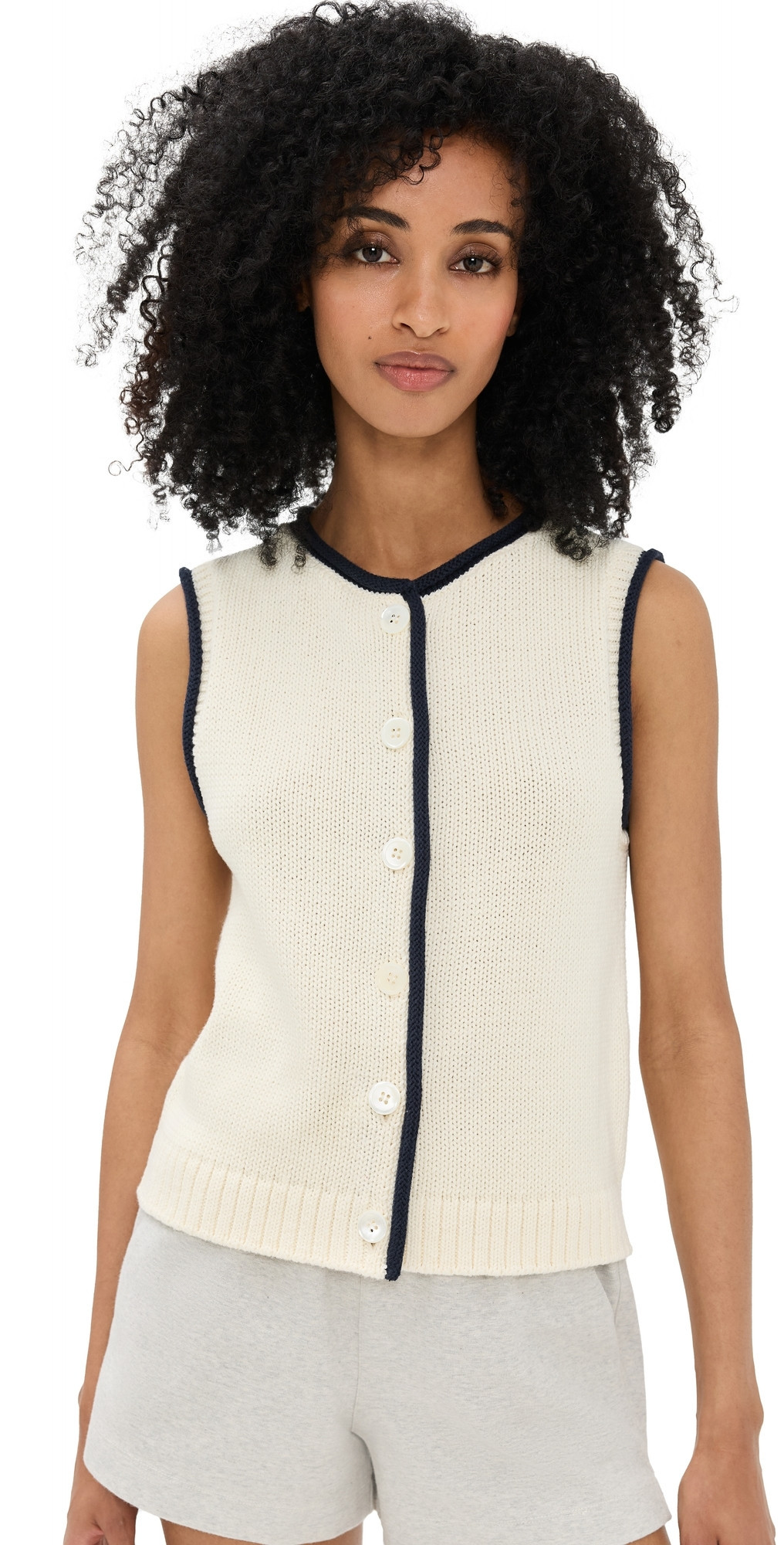 Alex Mill Bridget Tipped Vest Ivory/Dark Navy XS | Shopbop