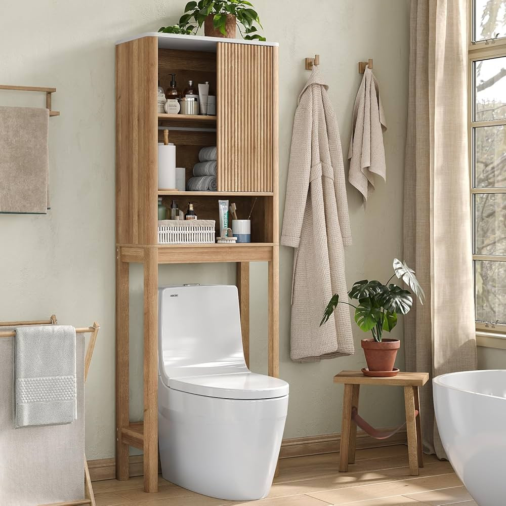 Over The Toilet Storage Cabinet, Bathroom Cabinet Over Toilet with Sliding Door, Over Toilet Bath... | Amazon (CA)