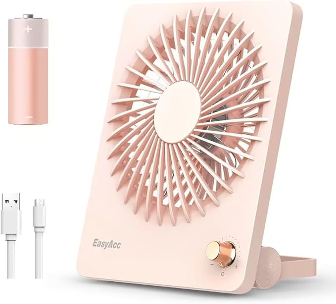 EasyAcc Portable Desk Fan Desktop Fan, 3350 Battery Operated Fan 6-Inch Foldable Travel Fan [ Ult... | Amazon (US)