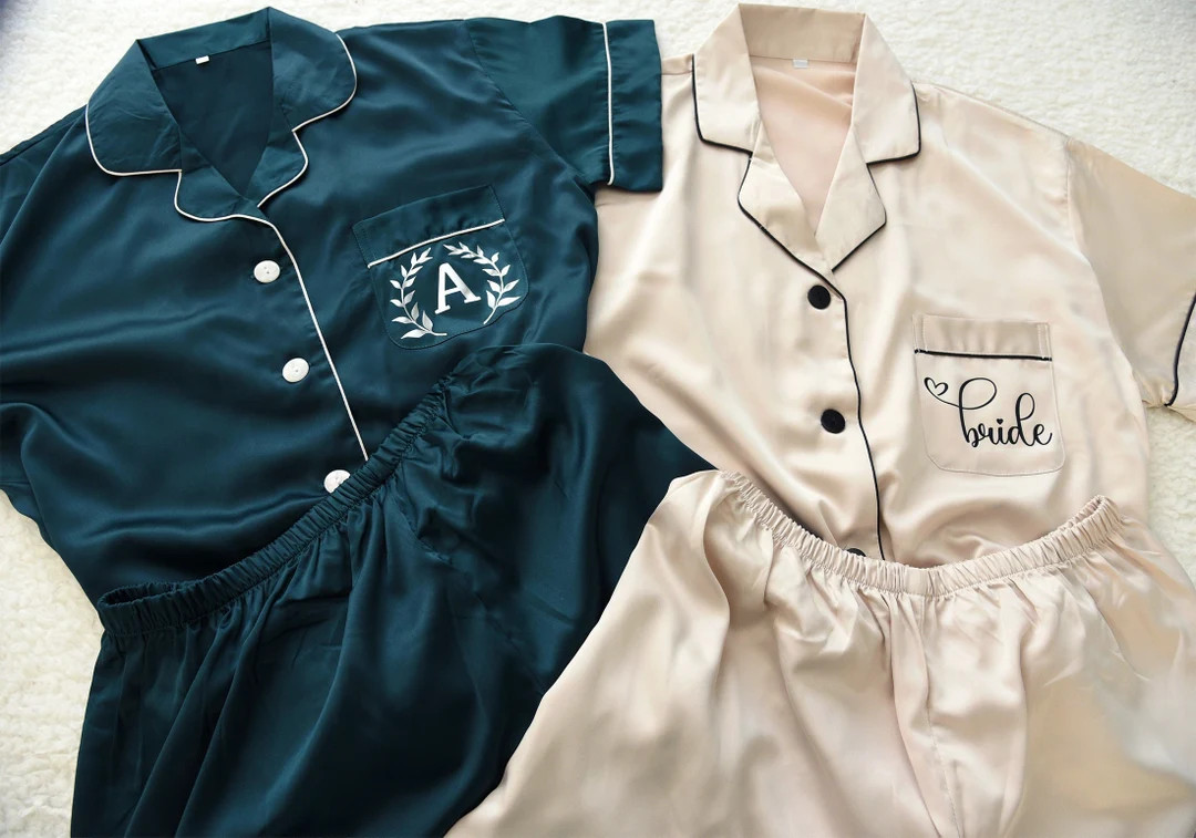 Bridesmaid Pajamas, Bridesmaid pjs,  Wedding Party Pajamas, Personalized Pajamas, Satin Pajama Se... | Etsy (US)