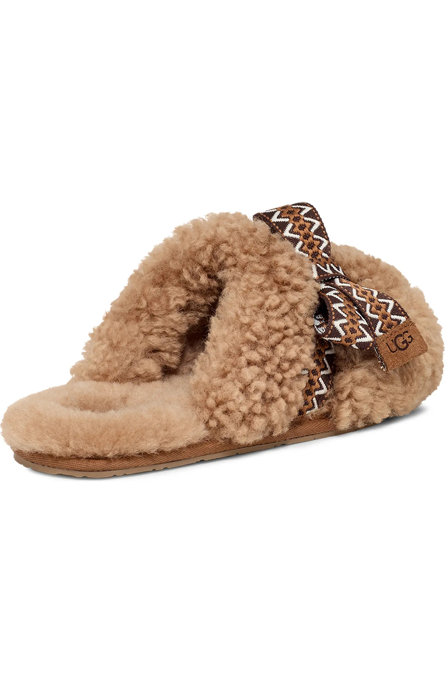 Maxi Curly Genuine Shearling Scuff Slipper (Women) | Nordstrom