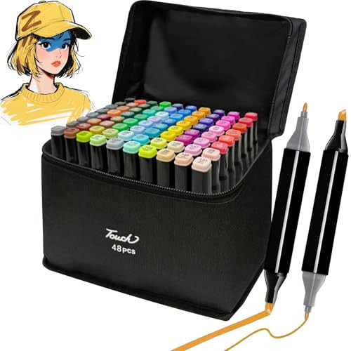 HEVEGRD 48 Colors Alcohol Markers Set, Dual Tips Blender Art Marker for Drawing Permanent Sketch Marker for adult coloring, Illustrations Alcohol Based Markers, Artist Pens | Amazon (US)