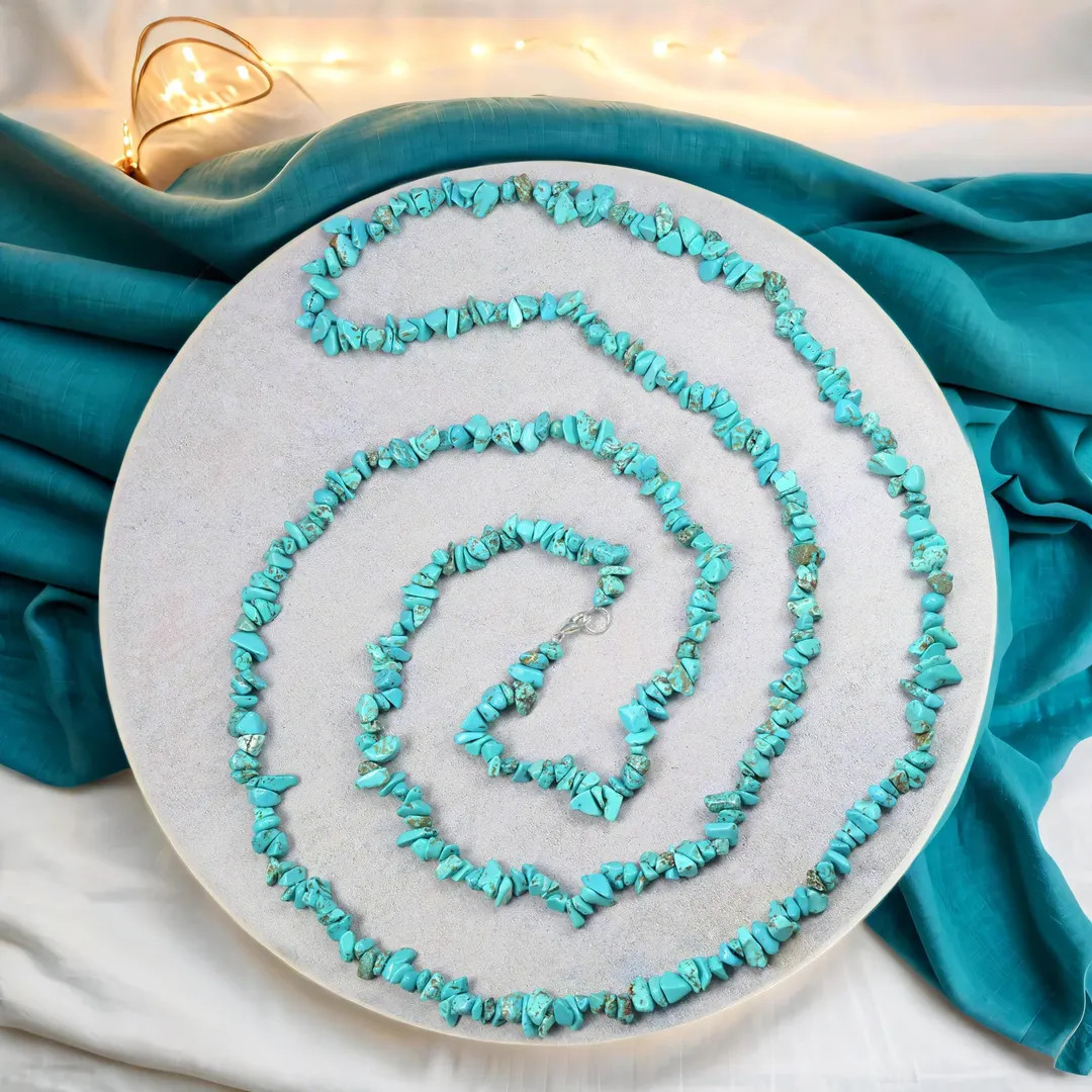 Beaded Turquoise Rope Necklace. Single Strand All-hand Beaded. Infinity Necklace. Blue Magnesite ... | Etsy (US)