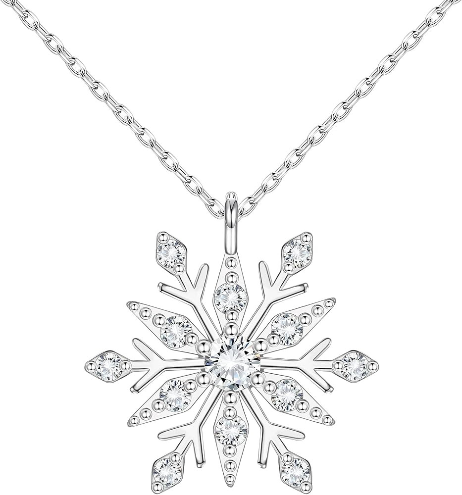 MILACOLATO Snowflake Necklace 925 Sterling Silver Snowflake Pendant Necklace 18K Gold Plated Spar... | Amazon (US)
