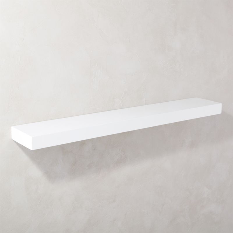 Calvin Hi-Gloss White Floating Shelf 48" + Reviews | CB2 | CB2