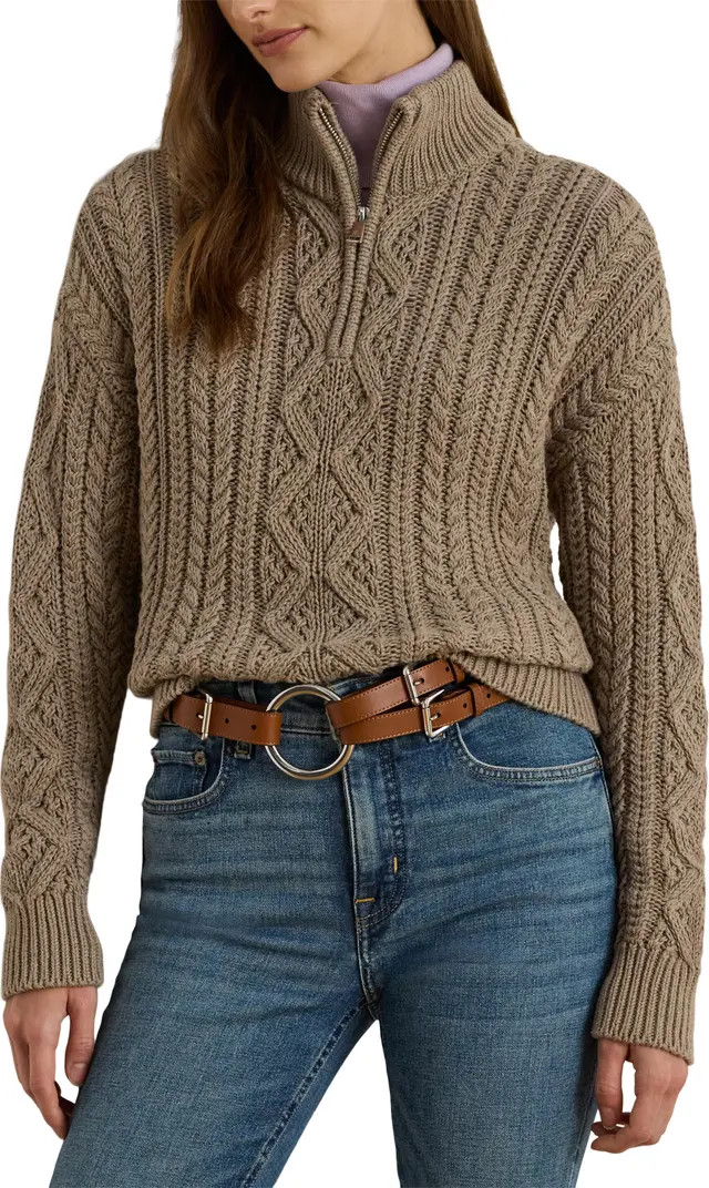 Lauren Ralph Lauren Fisherman Cotton Quarter Zip Sweater | Nordstrom | Nordstrom