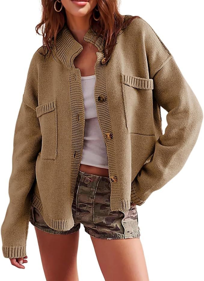 hathne Women's Oversized Cardigan Sweaters Long Sleeve Button Down Fall Winter Knit Jackets Outwe... | Amazon (US)