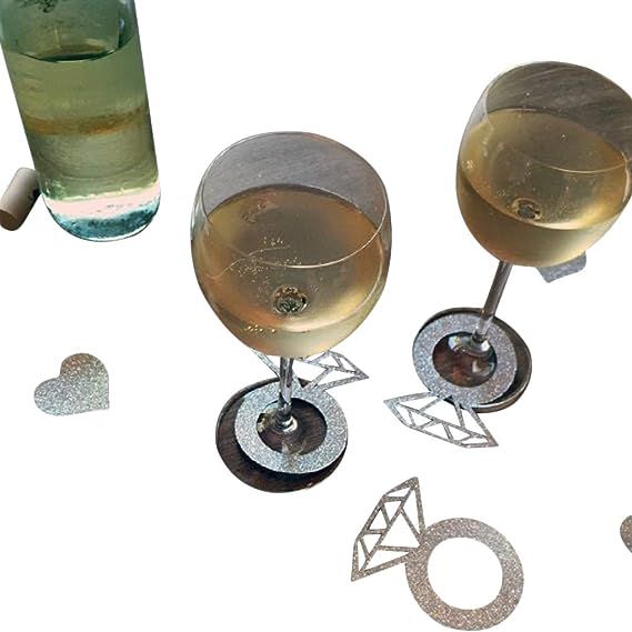 Various Designs of Wine Glass Ring Markers Cards-20 Pieces Lips/Ring for Birthday/Bridal Shoers/W... | Amazon (US)