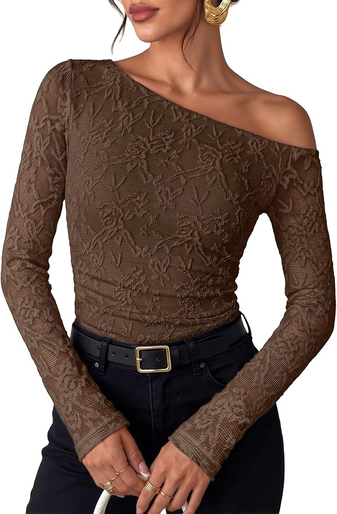ZESICA Women's Off Shoulder Long Sleeve Going Out Tops | Amazon (US)
