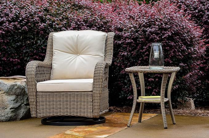 Tortuga Outdoor Rio Vista Swivel Glider Chair with Side Table Patio Furniture, Sandstone Wicker | Amazon (US)
