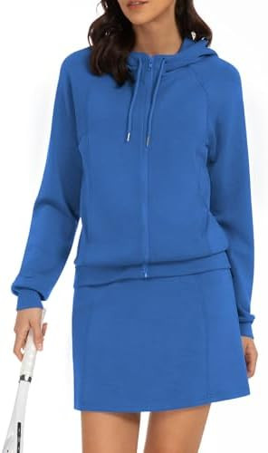 Casly Lamiit Women's 2 Piece Skort Set Athletic Tracksuit Short Tennis Skirt Zip Up Hooded Sweats... | Amazon (US)