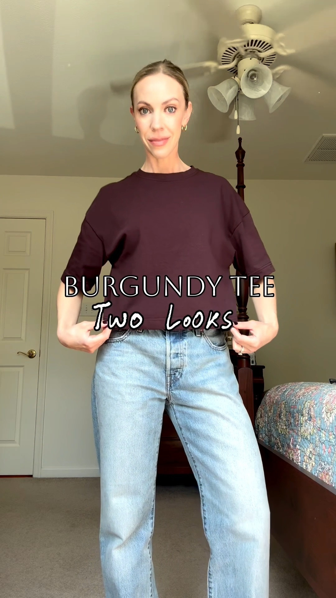 Two looks with a burgundy tee for late summer and early fall - casual and date night looks 🍷 Tee is 100% cotton and under $13

#LTKOver40 #LTKgrwm #LTKSaleAlert