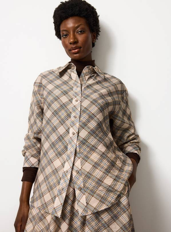 Cream & Blue Relaxed Fit Check Shirt 20 | Tu Clothing