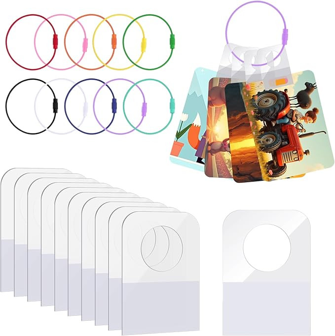 400 Pcs Card Holder for Yoto Cards with 20 Pcs Stainless Steel Card Rings, Hang Tabs Self Adhesiv... | Amazon (US)