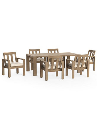 Mansfield 7-Pc. Outdoor Dining Set (1 Dining table + 6 Dining chairs), Macy's Exclusive - Macy's | Macy's