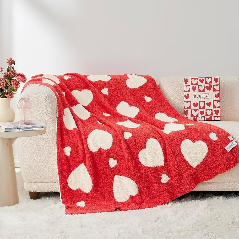 Snuggle Sac Valentines Day Throw Blanket Red Heart, Knitted Super Soft Cozy Blankets, Valentines ... | Amazon (US)