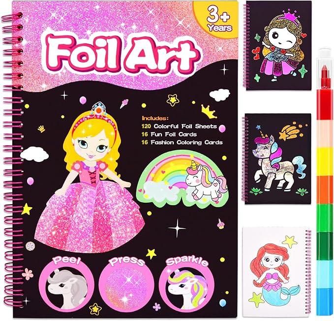 LICSOR Foil Art Crafts Activity for Kids, Craft Gift for Girls Kids Ages 4-6-8-12, Fun DIY Creati... | Amazon (US)