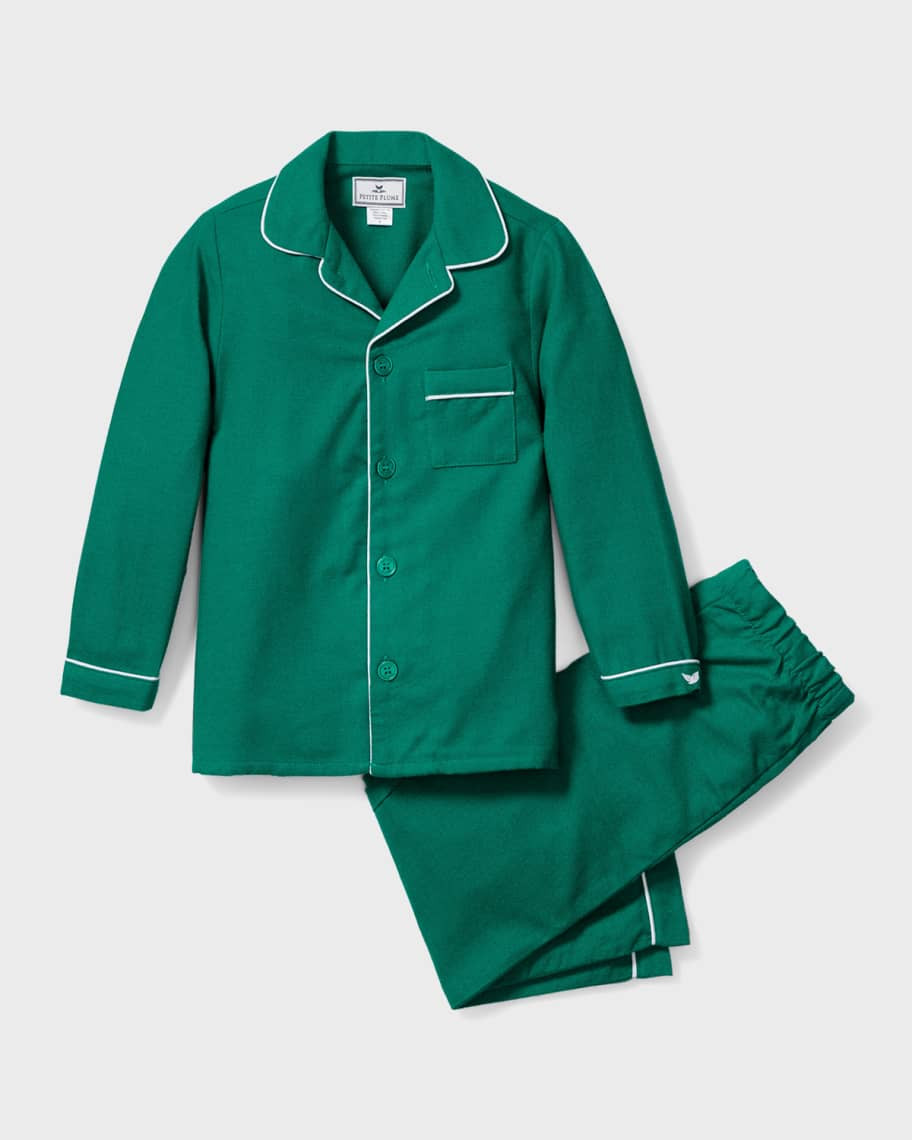 Kid's Flannel Forest Green 2-Piece Pajama Set, Size 6M-14 | Neiman Marcus