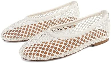 SOVANYOU Mesh Ballet Flats for Women Slip On Round Toe Comfy Casual Office Fishnet Ballerina Flat... | Amazon (US)