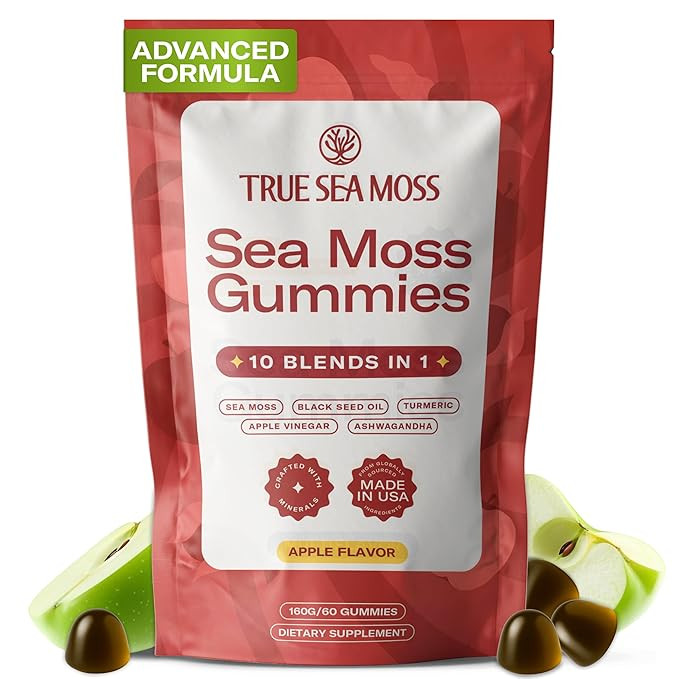 TrueSeaMoss Sea Moss & Apple Cider Vinegar Gummies – 10-in-1 Blend with Black Seed Oil, Ashwaga... | Amazon (US)