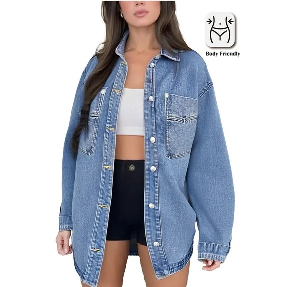PAOLA RIBONI Womens Denim Jacket Wash Jean Jacket Coats with Pockets | Walmart (US)