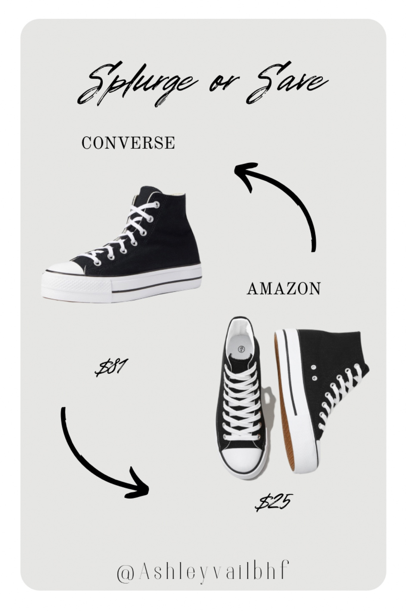 Would you splurge on these high top
Converse or save in this Amazon look for less? 

#LTKshoecrush #LTKunder50 #LTKunder100