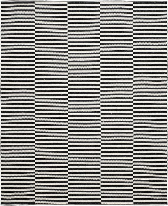 Safavieh Montauk Collection MTK715D Handmade Stripe Cotton Area Rug, 6' x 9', Ivory / Black | Amazon (US)
