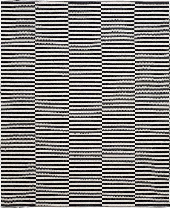 Safavieh Montauk Collection MTK715D Handmade Stripe Cotton Area Rug, 6' x 9', Ivory / Black | Amazon (US)