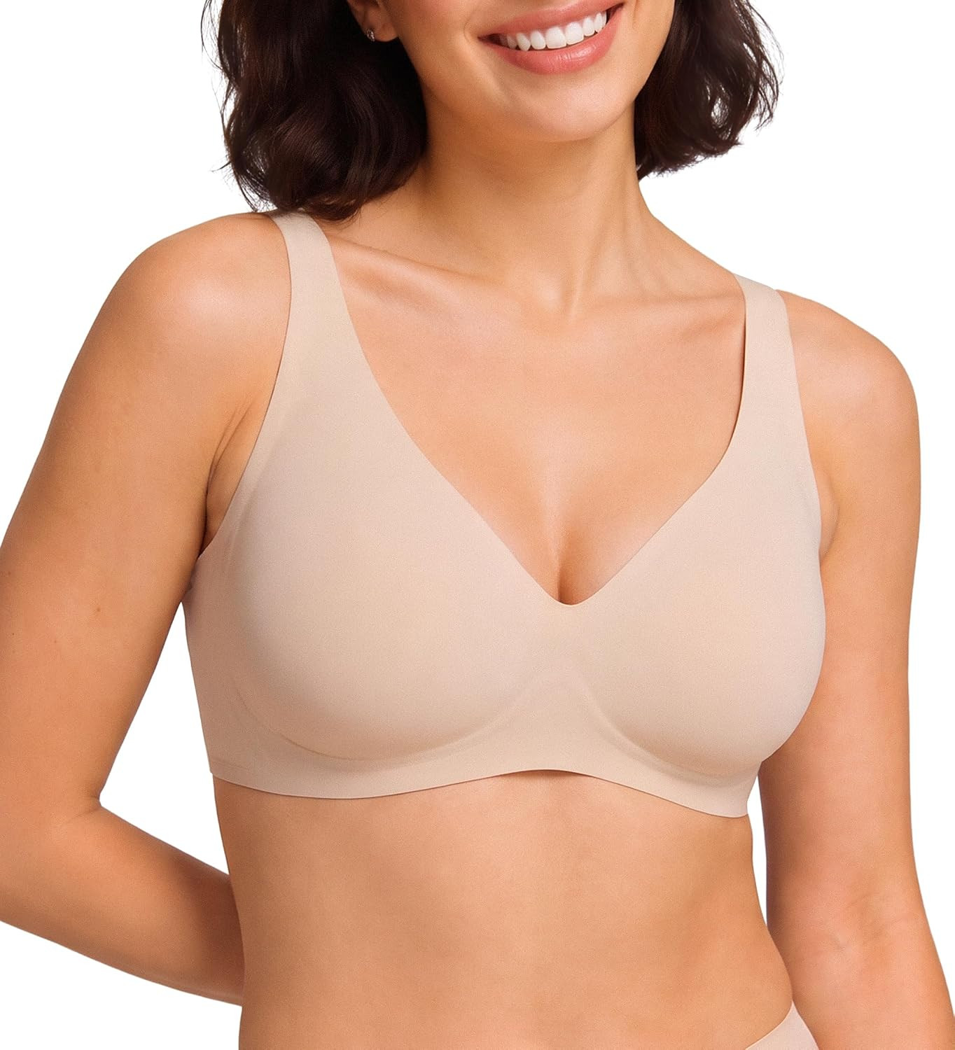 Womens Wireless Jelly Bras Seamless Deep V Comfortable Bra | Amazon (US)