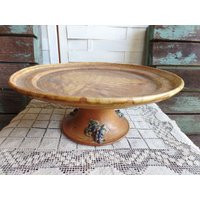 Large Heaven & Earth Pedestal Cake Stand Pottery Stoneware Grape Design | Etsy (US)