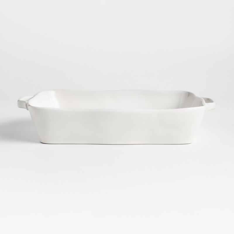 Marin 13.5"x10" White Stoneware Large Baker with Handles + Reviews | Crate & Barrel | Crate & Barrel