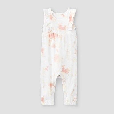 Grayson Mini Baby Girls' Tie-Dye Ruffle Shoulder Romper - Pink | Target
