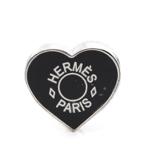 HERMES Palladium Coeur Scarf Ring Black | Fashionphile