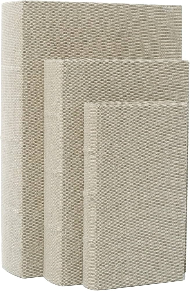 SwallowLiving Set of 3 Linen Decorative Book Boxes with Hidden Storage – Modern Neutral Linen F... | Amazon (US)