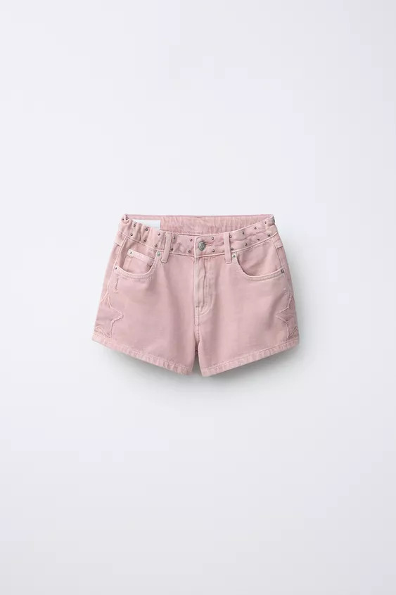 STAR PATCH STUDDED DENIM SHORTS | Zara US