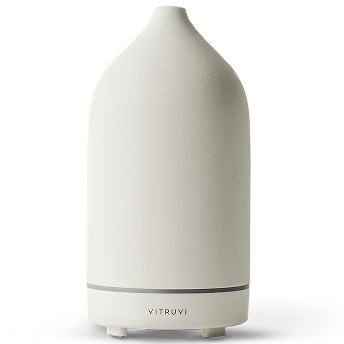Vitruvi Stone Diffuser, Ceramic Ultrasonic Essential Oil Diffuser for Aromatherapy, White, 90ml C... | Amazon (US)