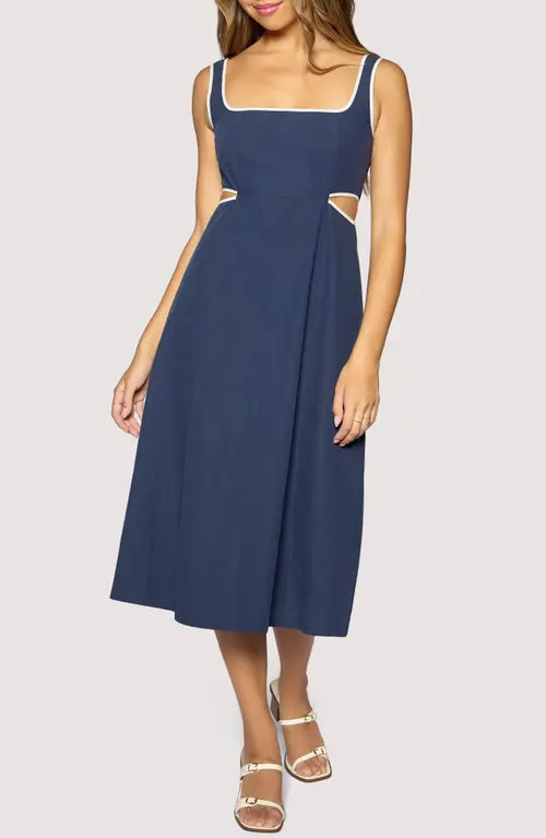 Lost + Wander Coastal Riviera Cotton Midi Dress in Navy at Nordstrom, Size Medium | Nordstrom