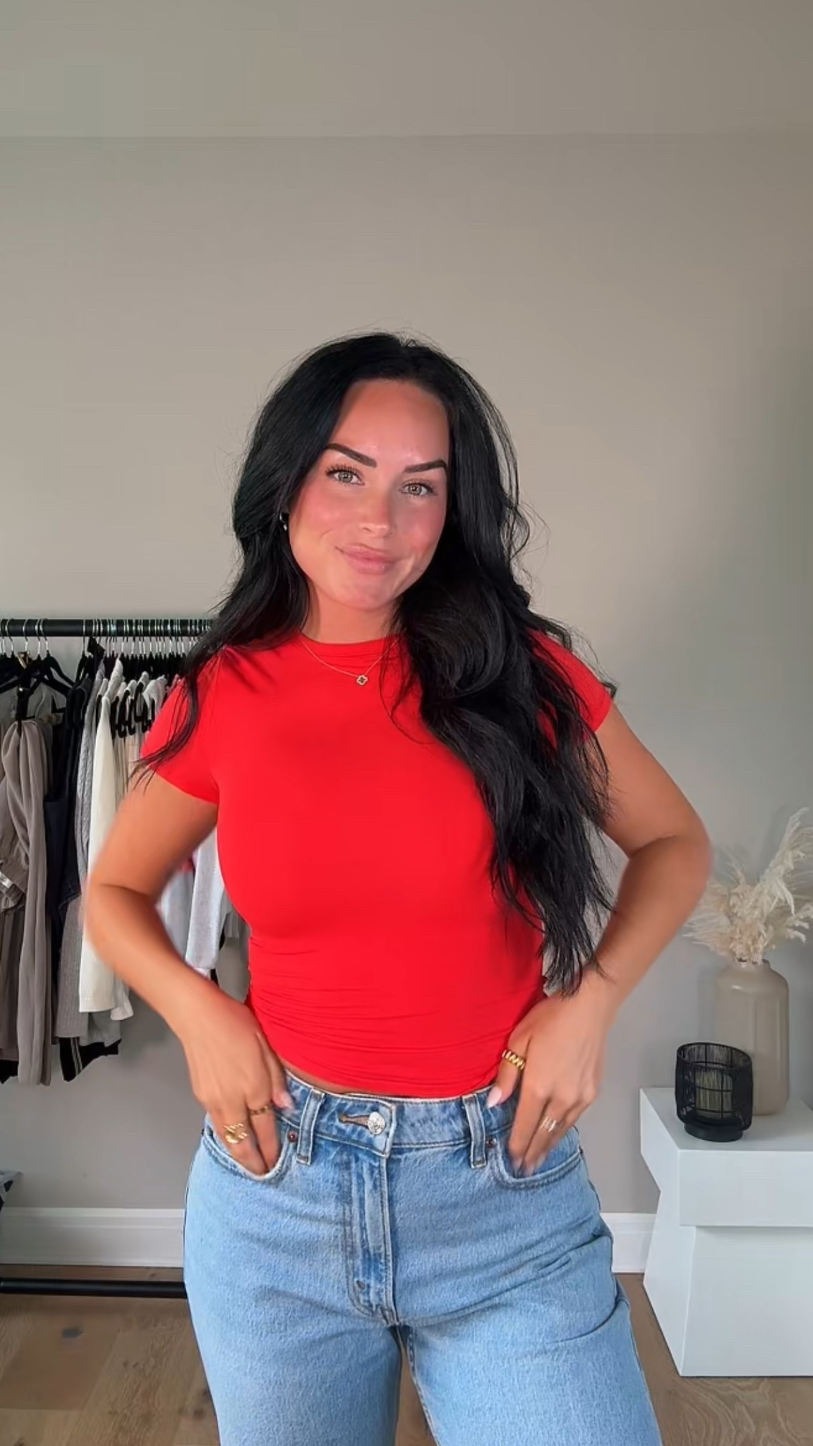  It’s Amazon tee ❤️

My sizing 5’7, 145lbs, 32dd
I’m wearing a size small tee, size 27 curve love long jeans 

#LTKSummerEdit #LTKFindsUnder50 #LTKStyleTip