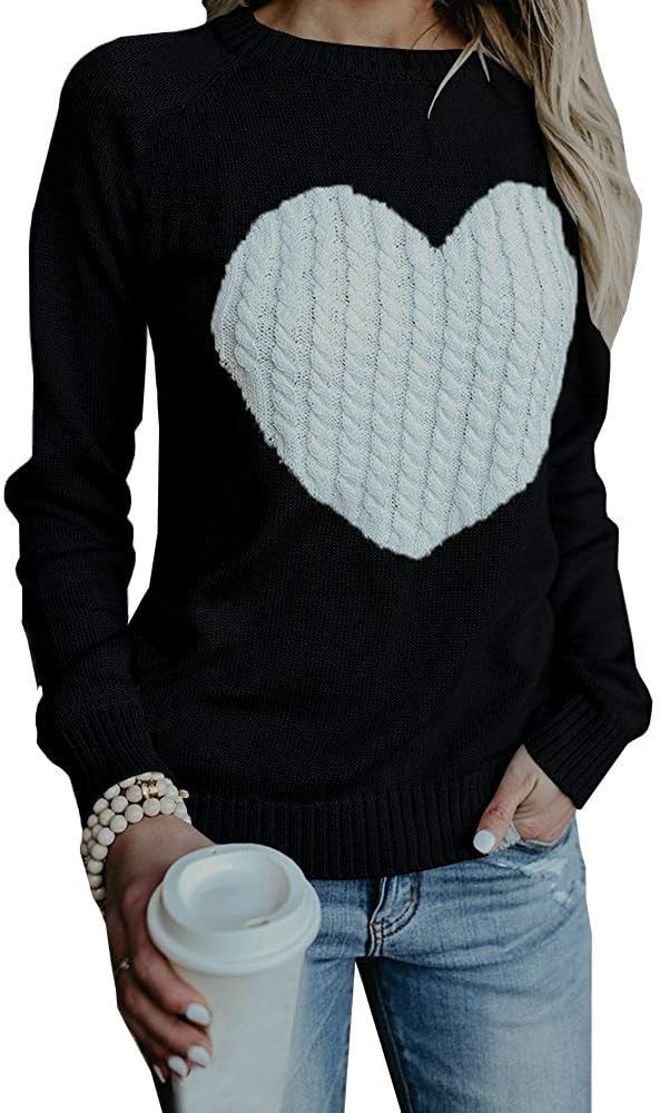 GOLDSTITCH Heart Knitted Pullover Sweaters Long Sleeve Crewneck Cute Sweaters for Women | Amazon (US)