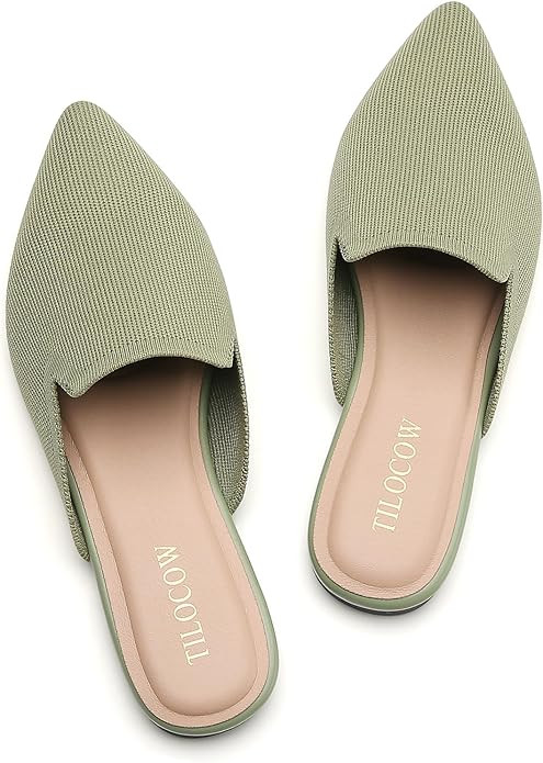 Tilocow Knit Mules for Women Flats Pointed Toe Mesh Ballet Flat Womens Slip On Slides Walking Sho... | Amazon (US)