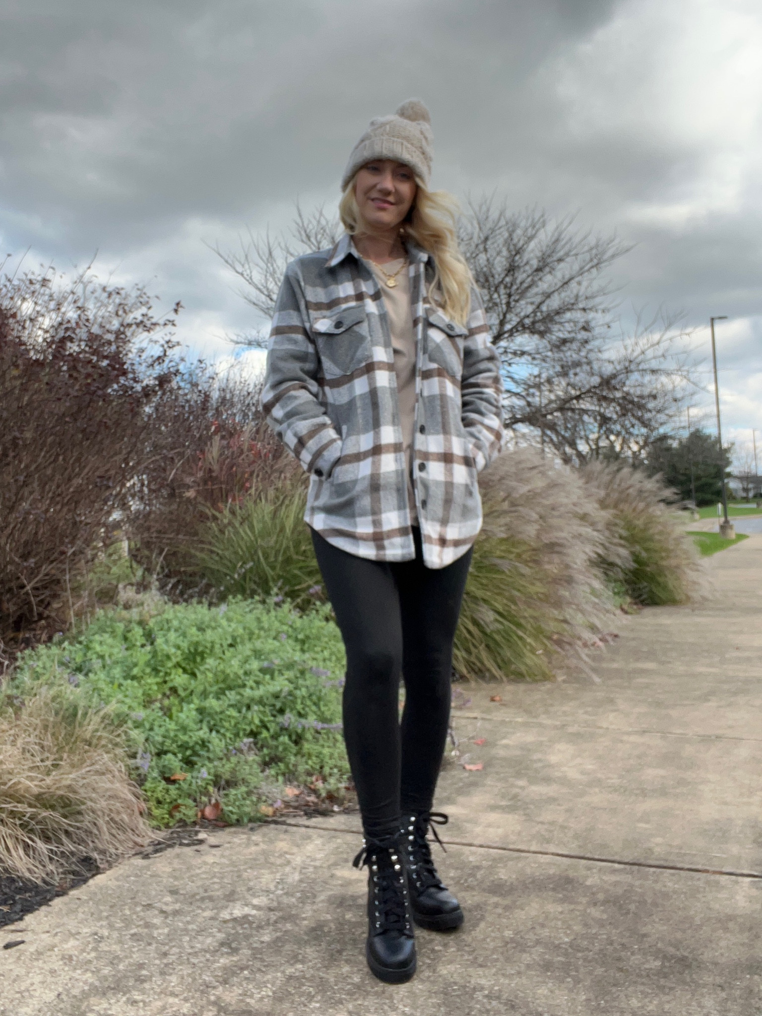 Combating the wind 🌬️ in these gorgeous combat boots ✨ Stay warm 🫶🏼 🔗 in bio for outfit details! 

#LTKSeasonal #LTKunder50 #LTKstyletip