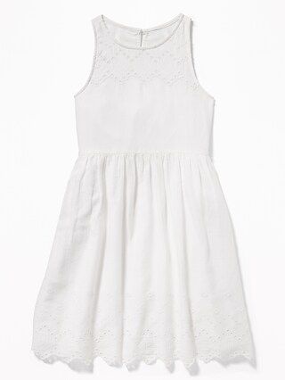 Crepe Cutwork Fit & Flare Dress for Girls | Old Navy US