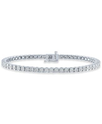 Diamond Tennis Bracelet (1 ct. t.w.) in Sterling Silver, 14k Gold-Plated Sterling Silver or 14k R... | Macy's