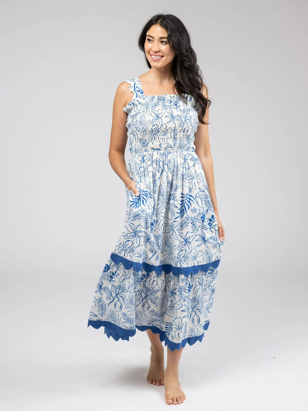 The Joey Dress | Blue Flora Sketch | Beau & Ro