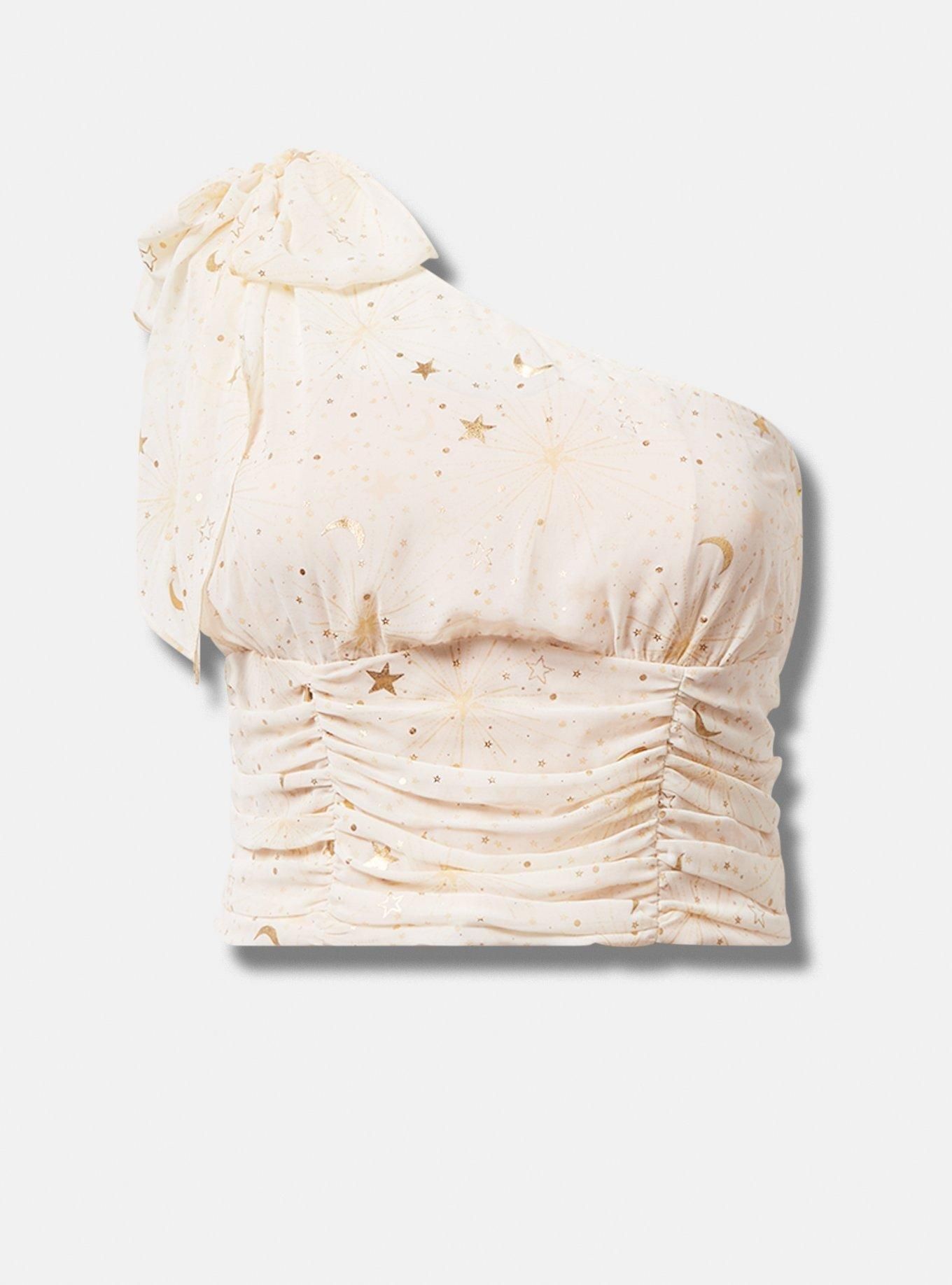 Chiffon Foil One Shoulder Crop Top | Torrid (US & Canada)