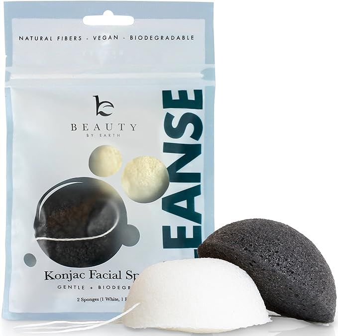 Konjac Sponge - 2 Pack of Natural Facial Sponges for Gentle Cleansing and Face Exfoliating Loofah... | Amazon (US)